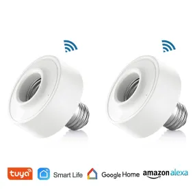 Tuya Smart Life WiFi Light Socket Lamp Holder for E26 E27 Led Bulb Google Home Amazon Echo Alexa Voice Control App Timer Light (Bundle1)