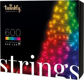 Twinkly TWS600STP-GUS Strings App-Controlled LED Christmas Lights, Multicolored