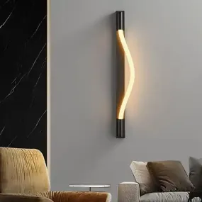 Twisted Pulse Antique Wood LED Wall Lamp (B1227)