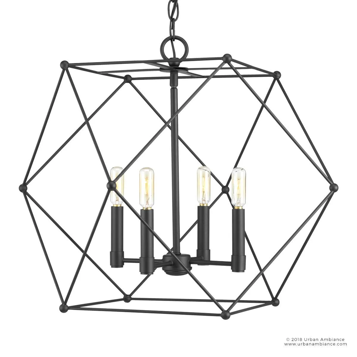 UHP2703 Contemporary Chandelier, 19"H x 23.5"W, Midnight Black Finish, Aberdeen Collection