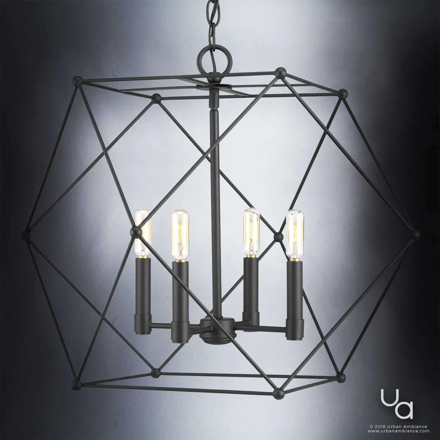 UHP2703 Contemporary Chandelier, 19"H x 23.5"W, Midnight Black Finish, Aberdeen Collection