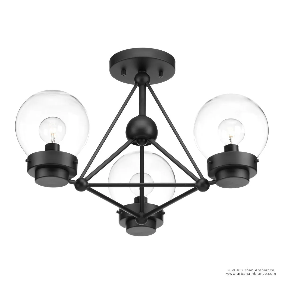 UHP2705 Contemporary Ceiling Fixture, 14"H x 19.625"W, Midnight Black Finish, Aberdeen Collection