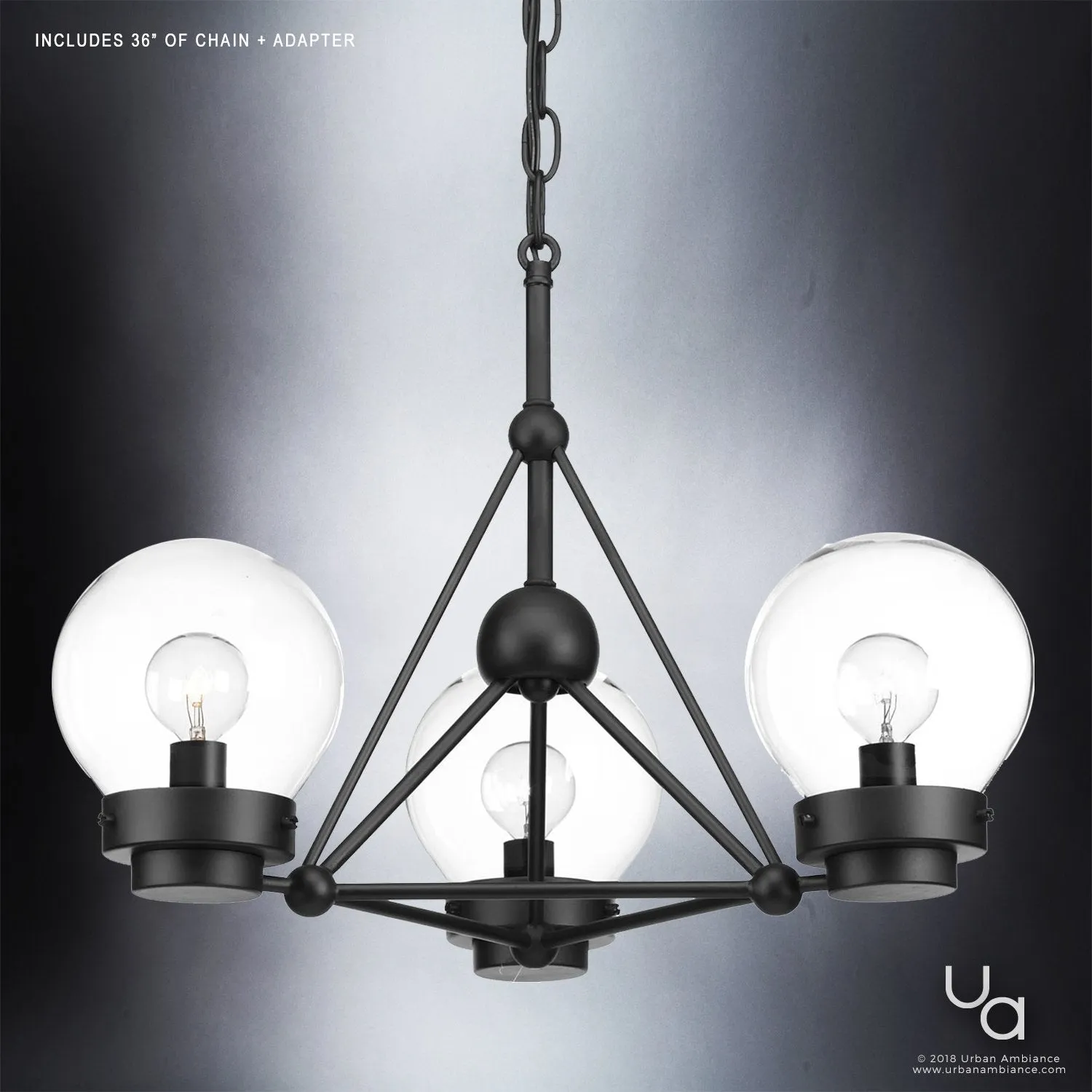 UHP2705 Contemporary Ceiling Fixture, 14"H x 19.625"W, Midnight Black Finish, Aberdeen Collection