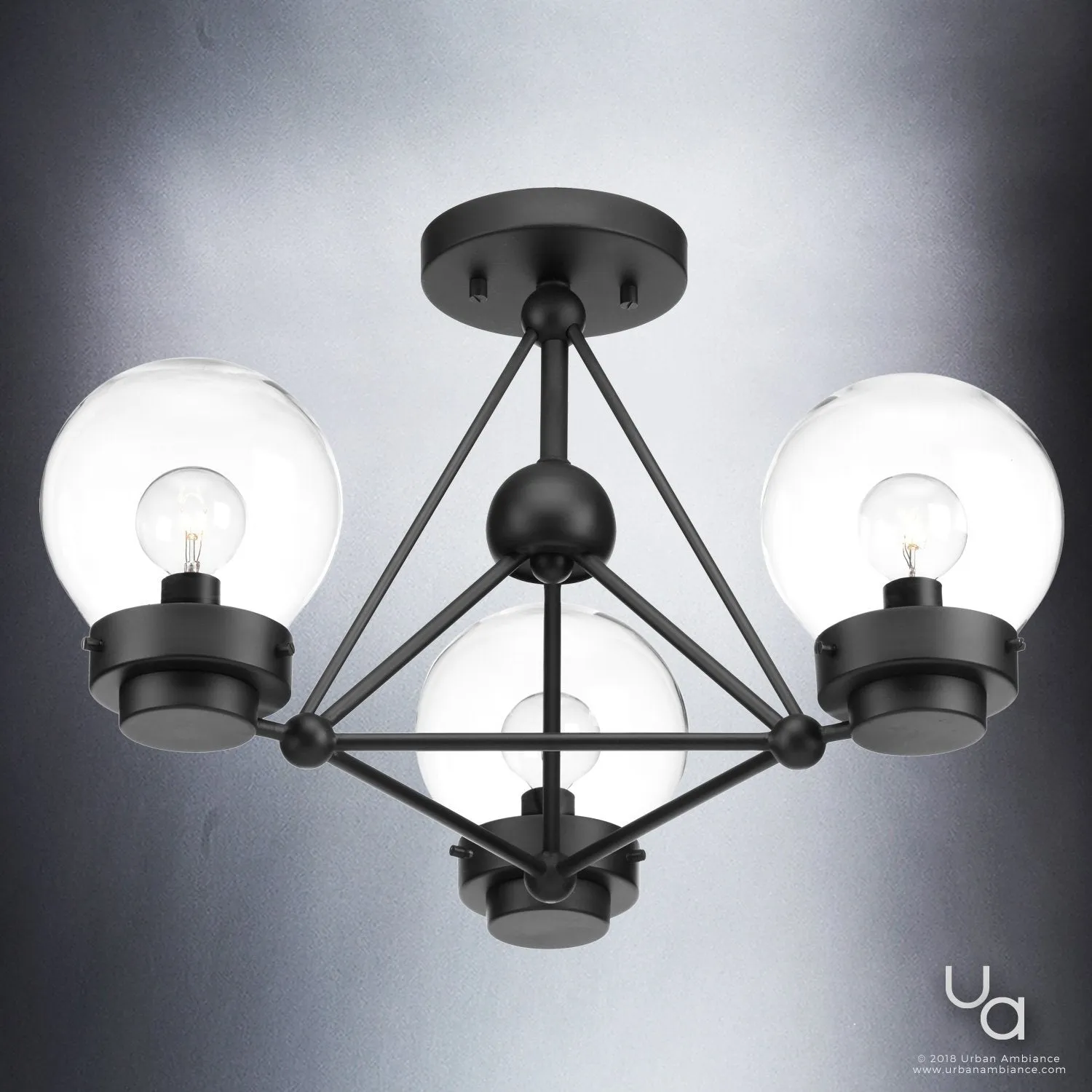 UHP2705 Contemporary Ceiling Fixture, 14"H x 19.625"W, Midnight Black Finish, Aberdeen Collection