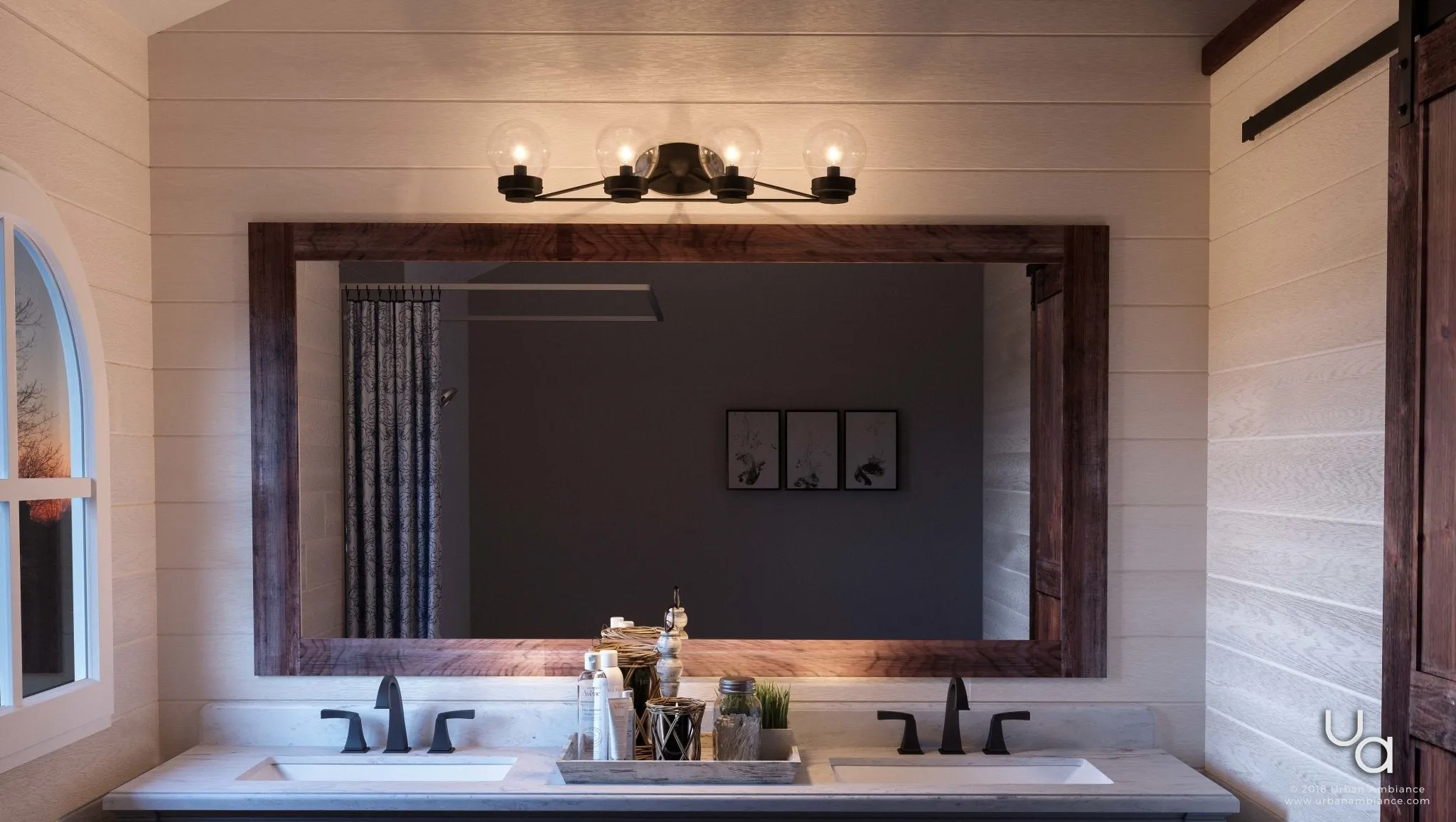 UHP2708 Contemporary Bathroom Vanity Light, 6.5"H x 31.125"W, Midnight Black Finish, Aberdeen Collection