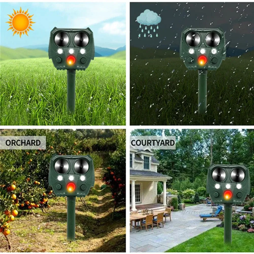 Ultrasonic Animal Solar Powered Pest Motion Activated Repeller