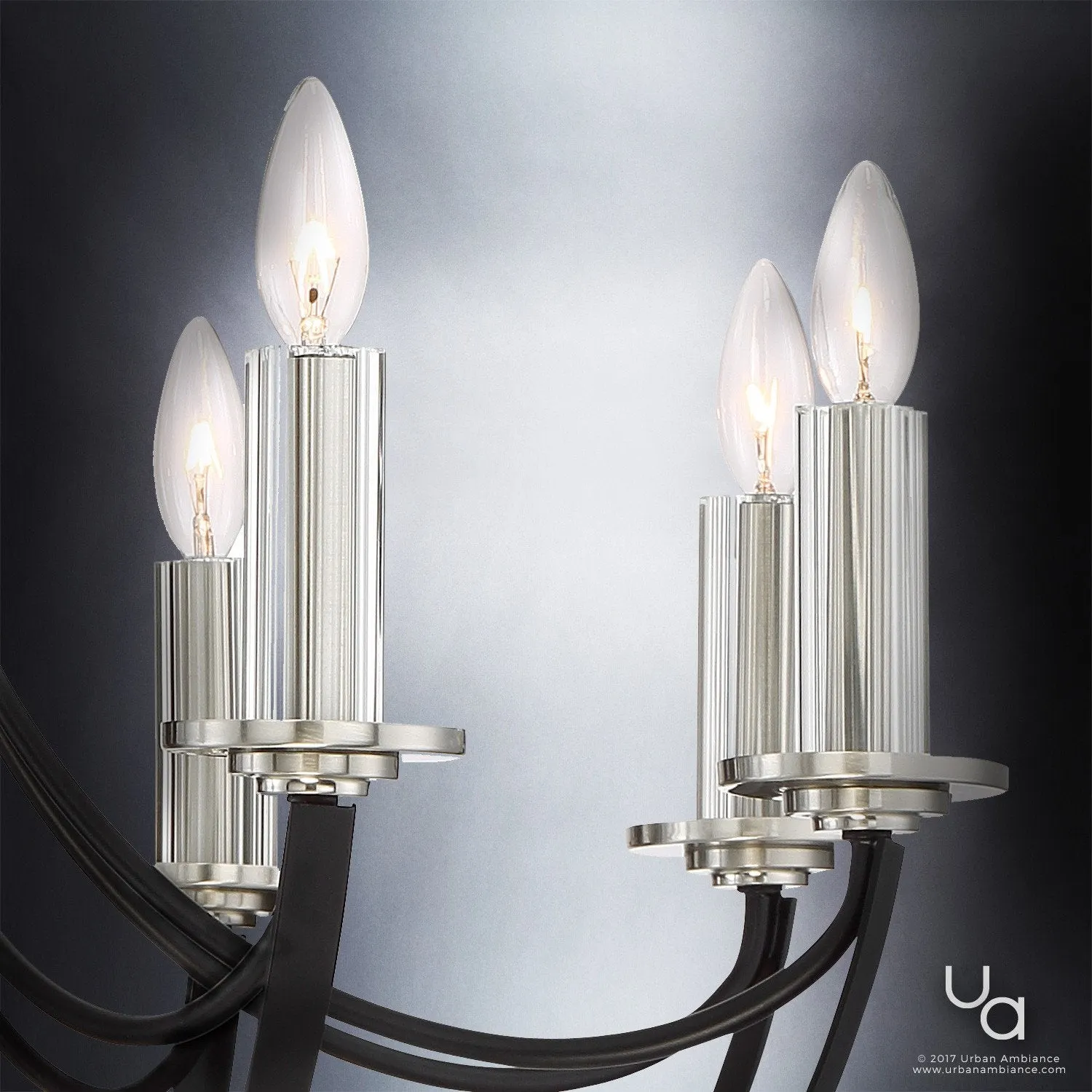 UQL2011 Mid-Century Modern Chandelier, 30"H x 30"W, Black Silk Finish, Marseille Collection