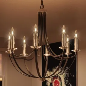 UQL2011 Mid-Century Modern Chandelier, 30"H x 30"W, Black Silk Finish, Marseille Collection