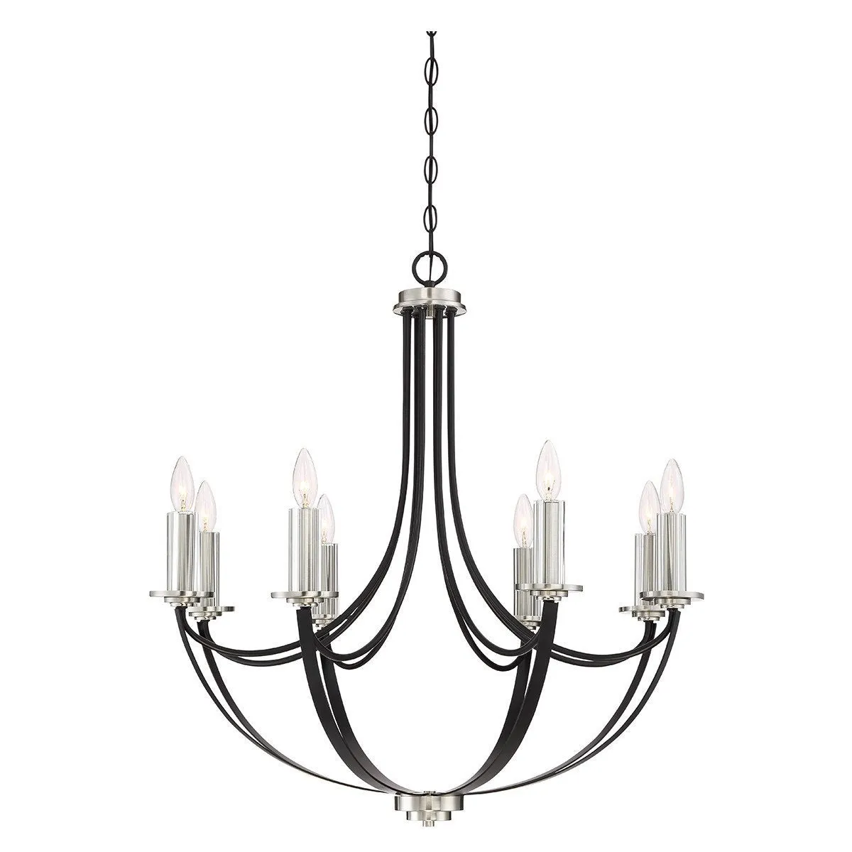 UQL2011 Mid-Century Modern Chandelier, 30"H x 30"W, Black Silk Finish, Marseille Collection