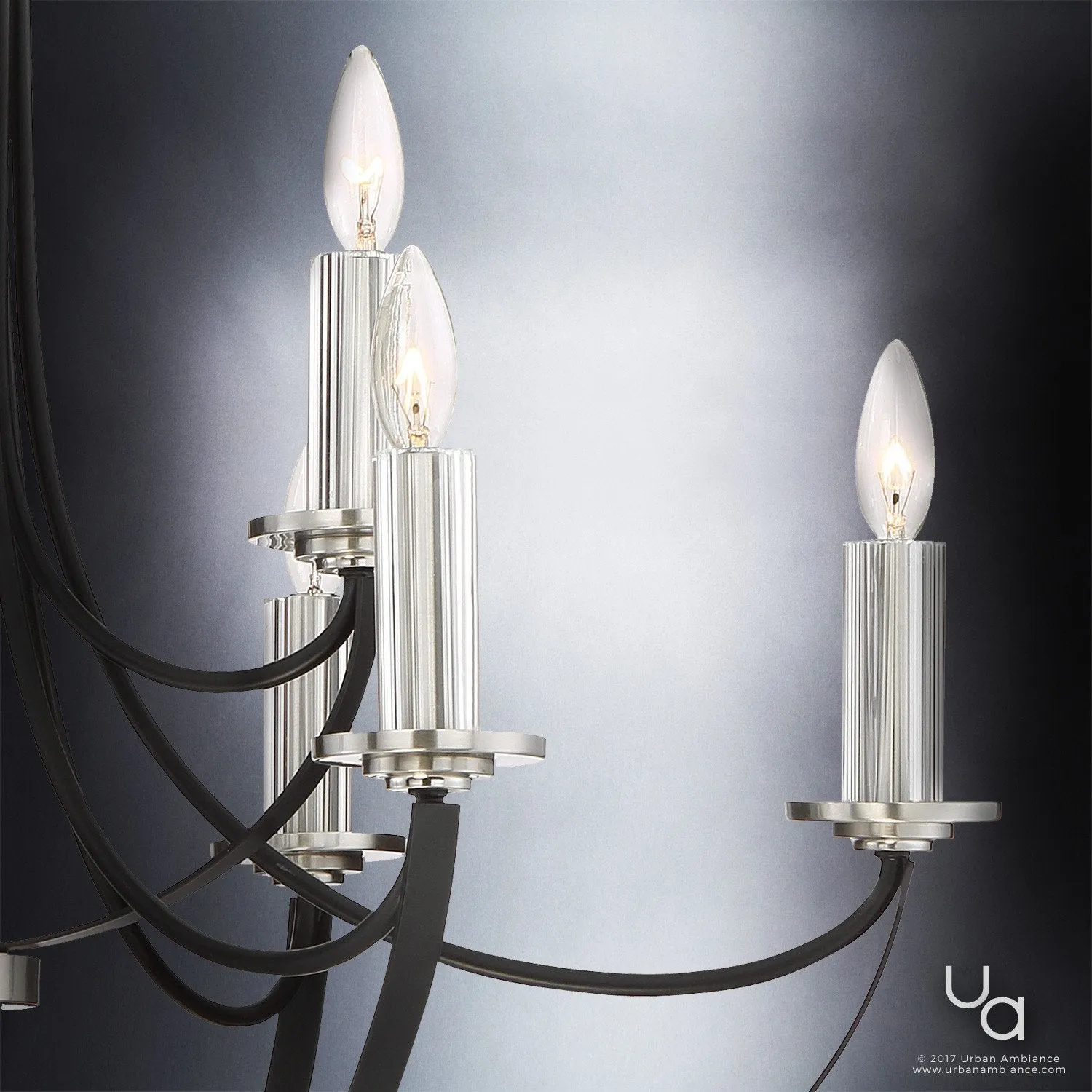 UQL2012 Mid-Century Modern Modern Chandelier, 31.5"H x 32"W, Black Silk Finish, Marseille Collection