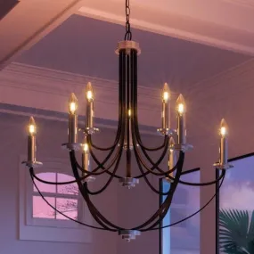 UQL2012 Mid-Century Modern Modern Chandelier, 31.5"H x 32"W, Black Silk Finish, Marseille Collection