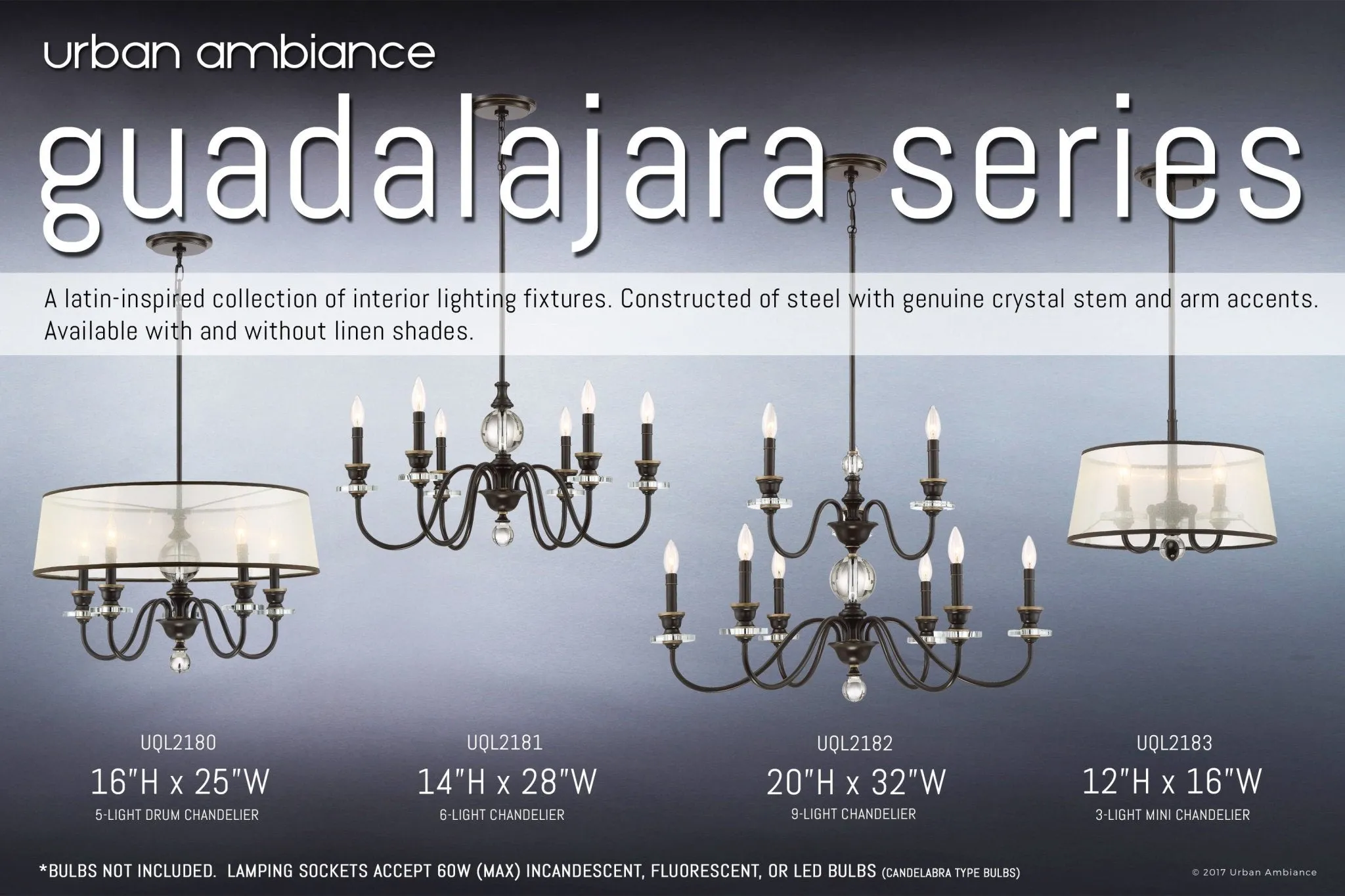 UQL2180 Mediterannean Chandelier , 15.5"H x 25"W, Parisian Bronze Finish, Guadalajara Collection