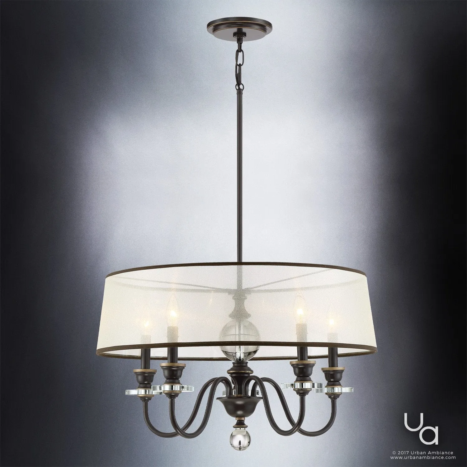UQL2180 Mediterannean Chandelier , 15.5"H x 25"W, Parisian Bronze Finish, Guadalajara Collection