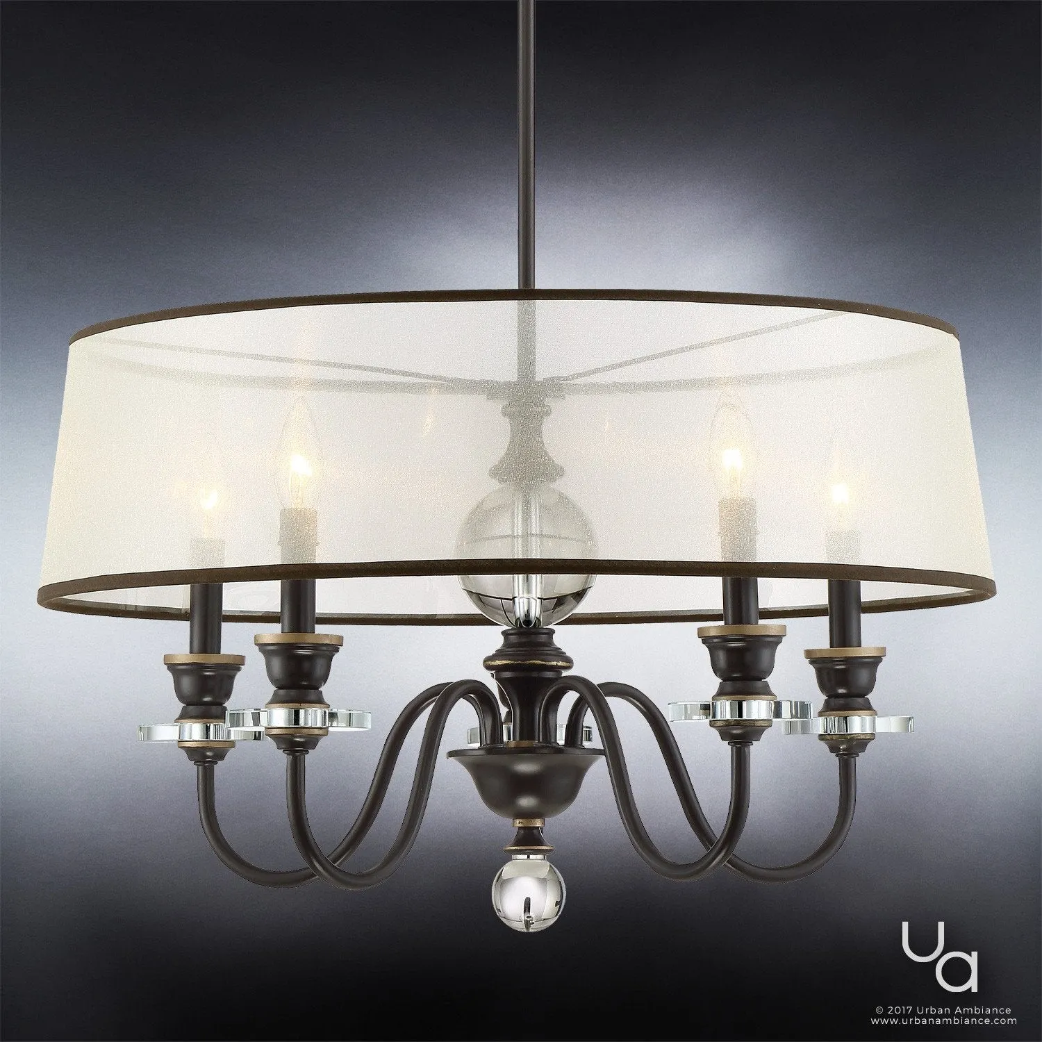 UQL2180 Mediterannean Chandelier , 15.5"H x 25"W, Parisian Bronze Finish, Guadalajara Collection