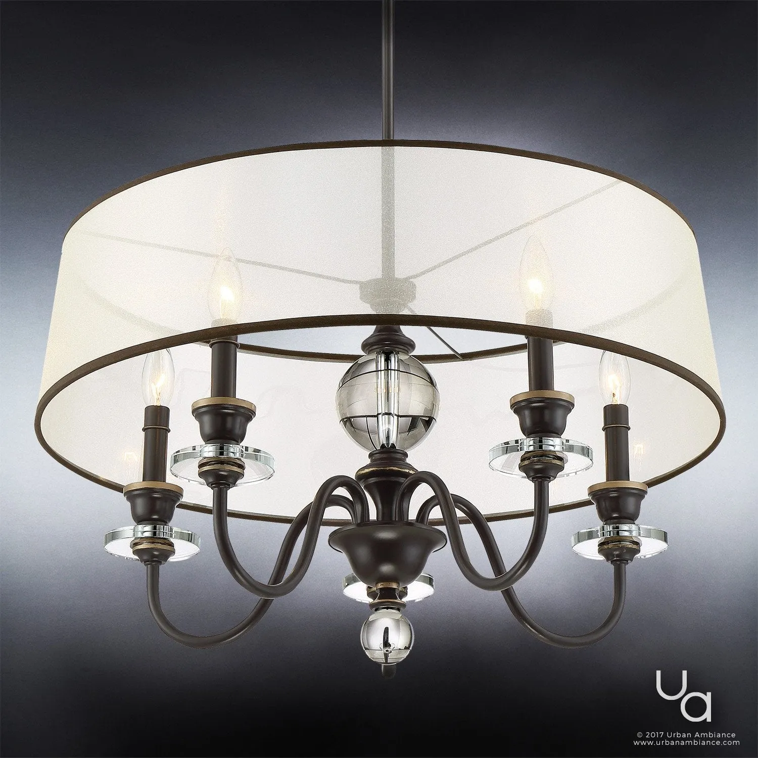 UQL2180 Mediterannean Chandelier , 15.5"H x 25"W, Parisian Bronze Finish, Guadalajara Collection