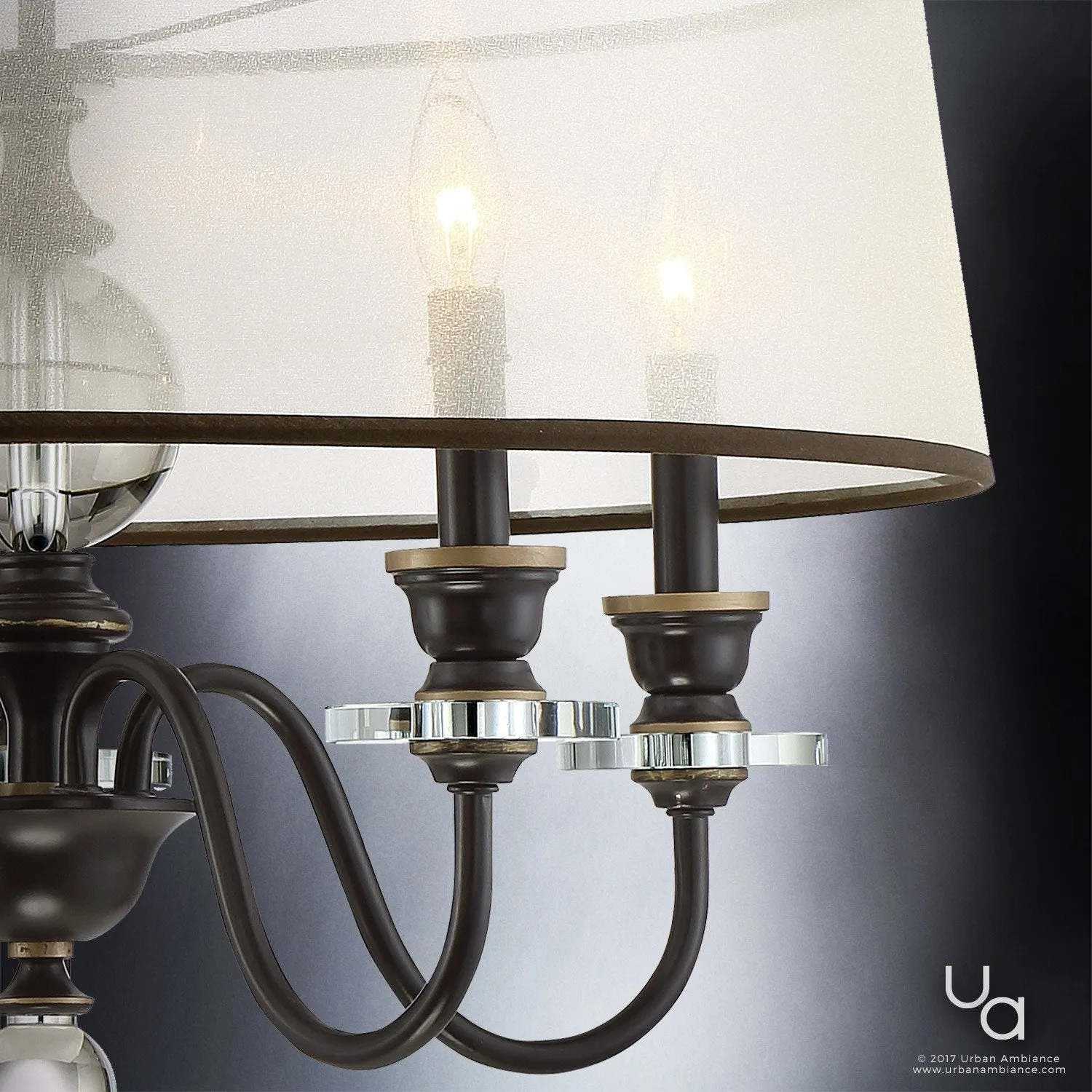 UQL2180 Mediterannean Chandelier , 15.5"H x 25"W, Parisian Bronze Finish, Guadalajara Collection