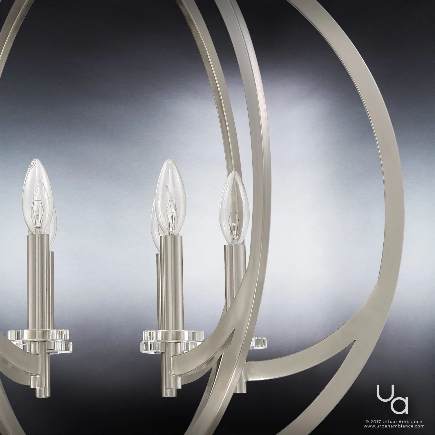 UQL2552 Globe Chandelier, 25.5"H x 24"W, Brushed Nickel Finish, Denver Collection