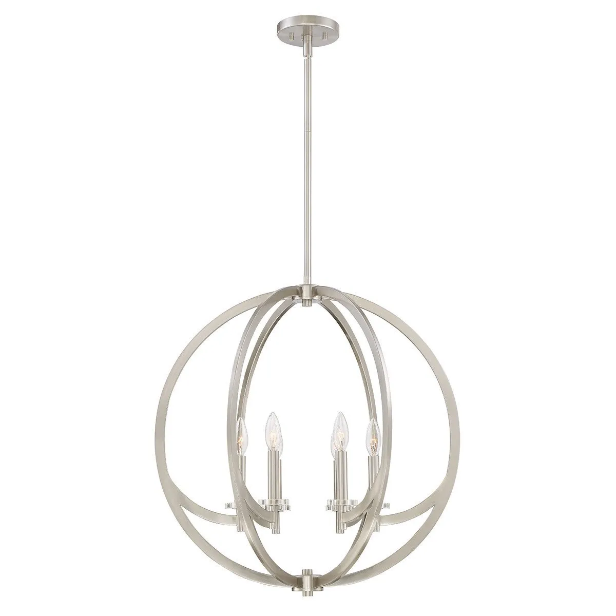 UQL2552 Globe Chandelier, 25.5"H x 24"W, Brushed Nickel Finish, Denver Collection
