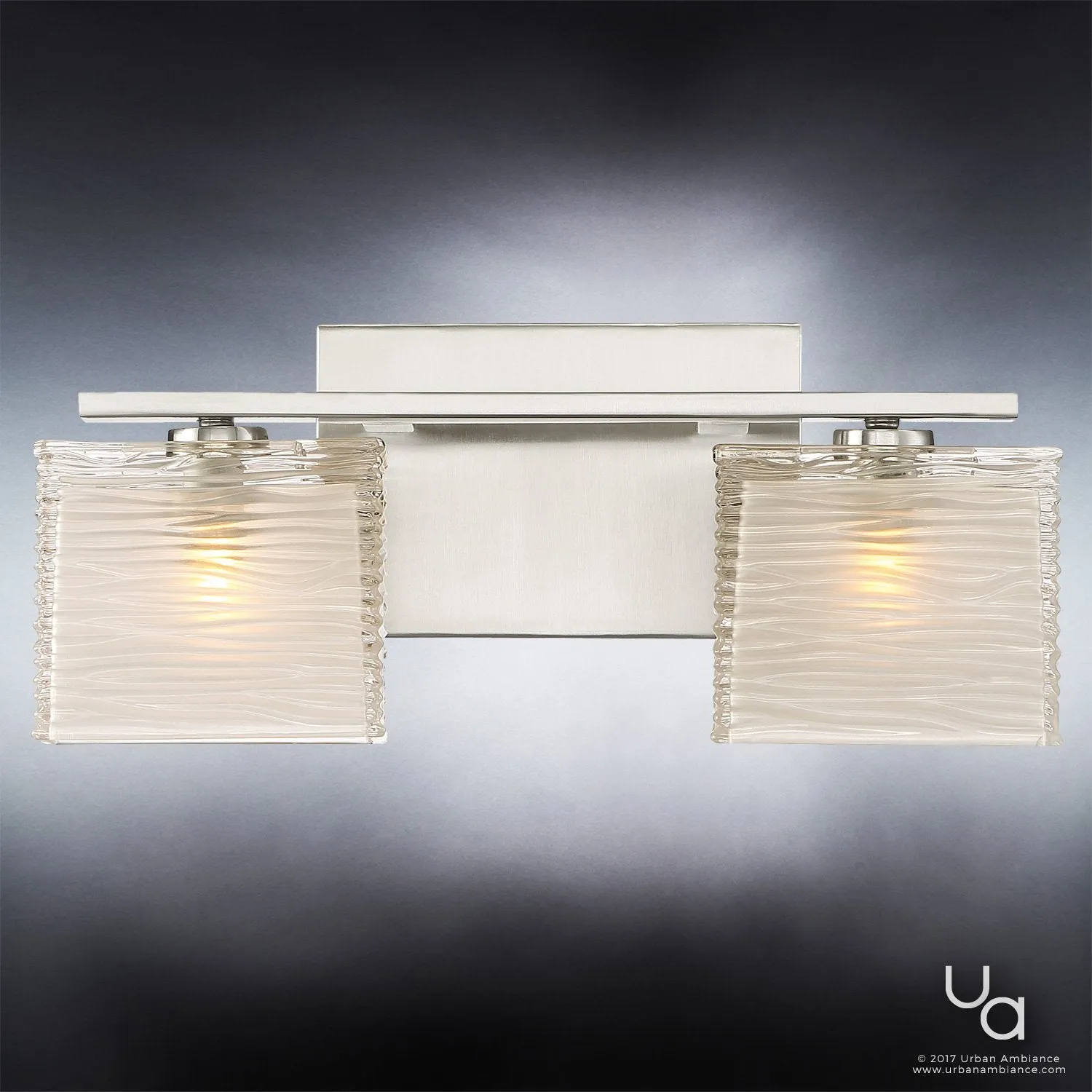 UQL2720 Modern Bathroom Light, 6.75"H x 15"W, Brushed Nickel Finish, San Diego Collection