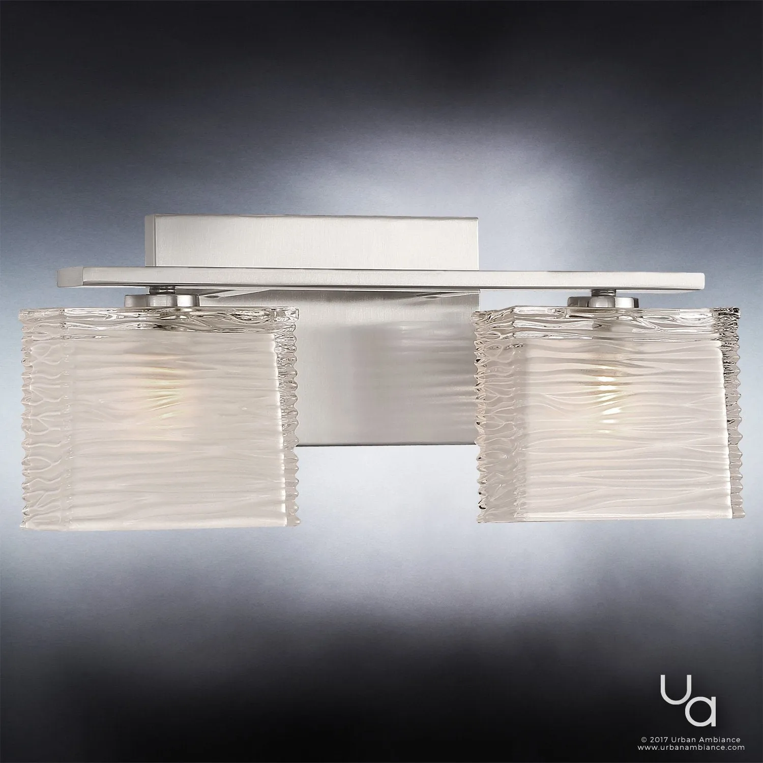 UQL2720 Modern Bathroom Light, 6.75"H x 15"W, Brushed Nickel Finish, San Diego Collection