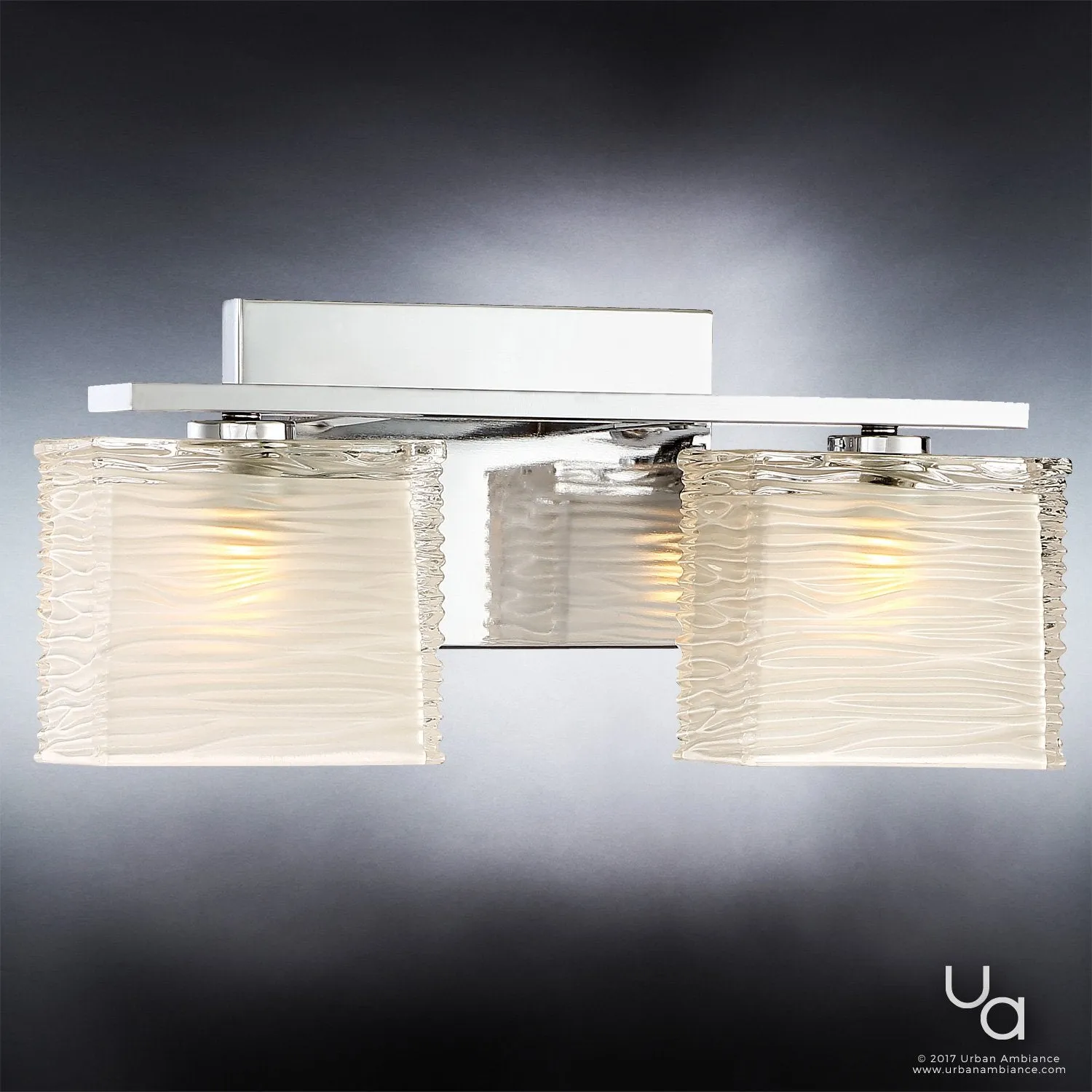 UQL2721 Modern Bathroom Light, 6.75"H x 15"W, Polished Chrome Finish, San Diego Collection