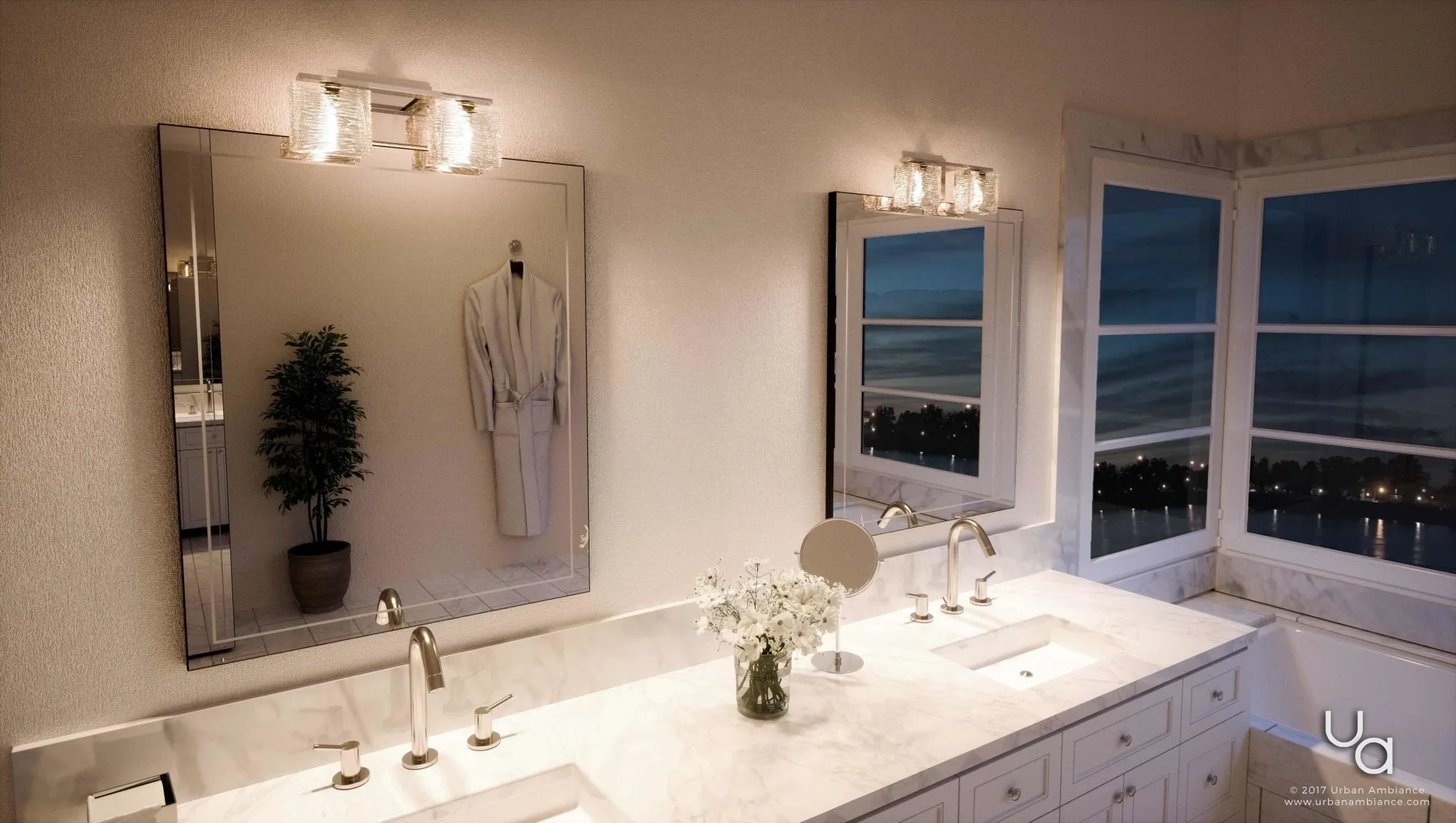 UQL2721 Modern Bathroom Light, 6.75"H x 15"W, Polished Chrome Finish, San Diego Collection