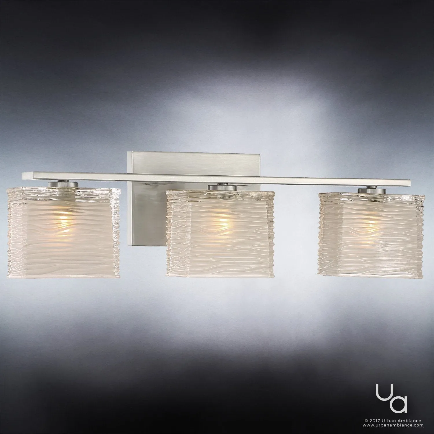 UQL2722 Modern Bathroom Light, 6.75"H x 22.5"W, Brushed Nickel Finish, San Diego Collection