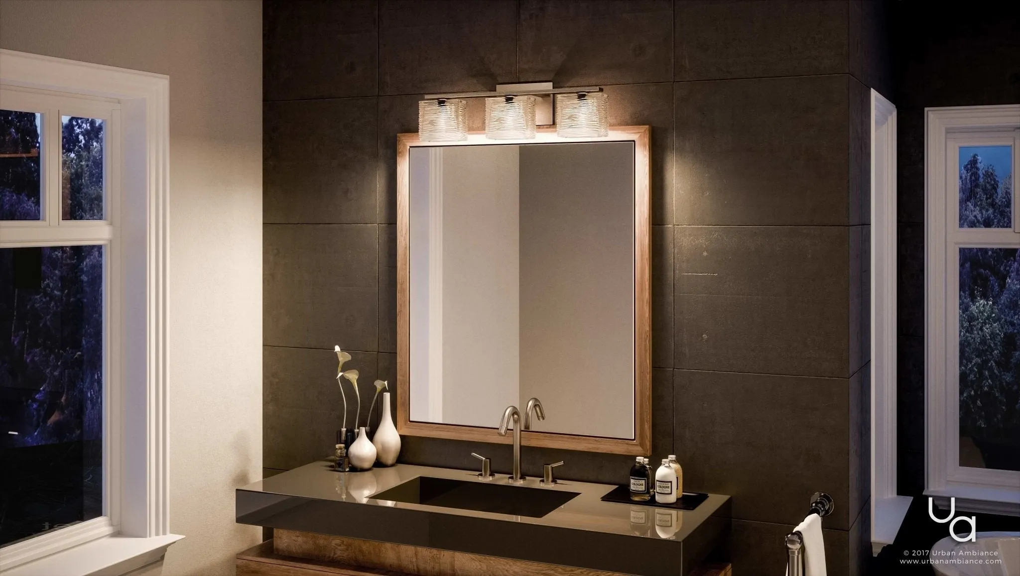 UQL2722 Modern Bathroom Light, 6.75"H x 22.5"W, Brushed Nickel Finish, San Diego Collection