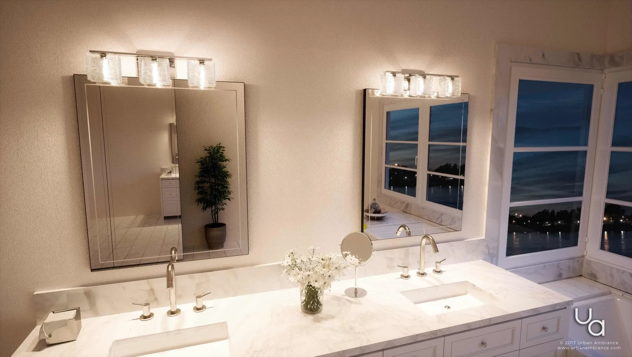 UQL2723 Modern Bathroom Light, 6.75"H x 22.5"W, Polished Chrome Finish, San Diego Collection