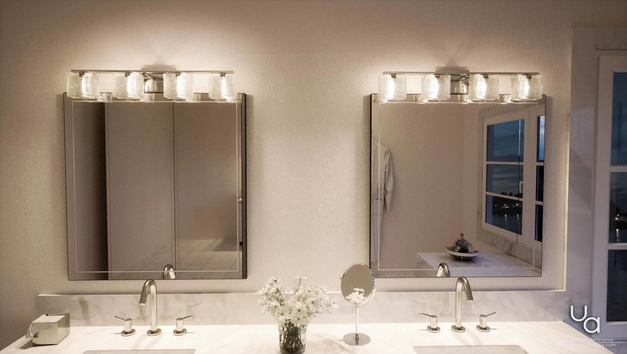 UQL2725 Modern Bathroom Light, 6.75"H x 32"W, Polished Chrome Finish, San Diego Collection