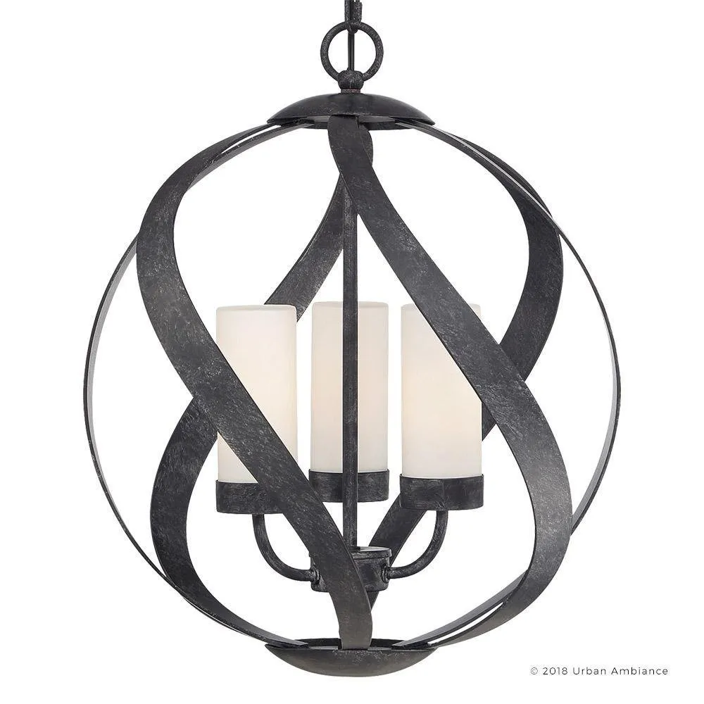 UQL2780 Rustic Chandelier, 19.25"H x 16"W, Weathered Black Finish, Walsall Collection