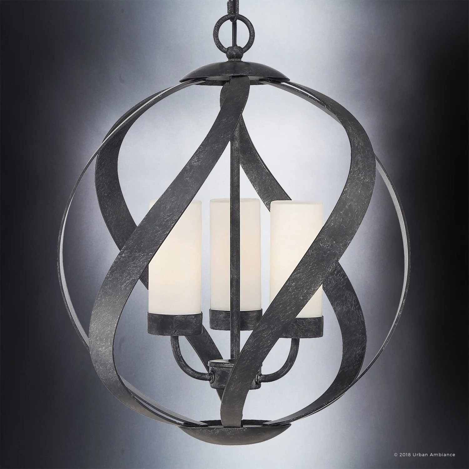 UQL2780 Rustic Chandelier, 19.25"H x 16"W, Weathered Black Finish, Walsall Collection