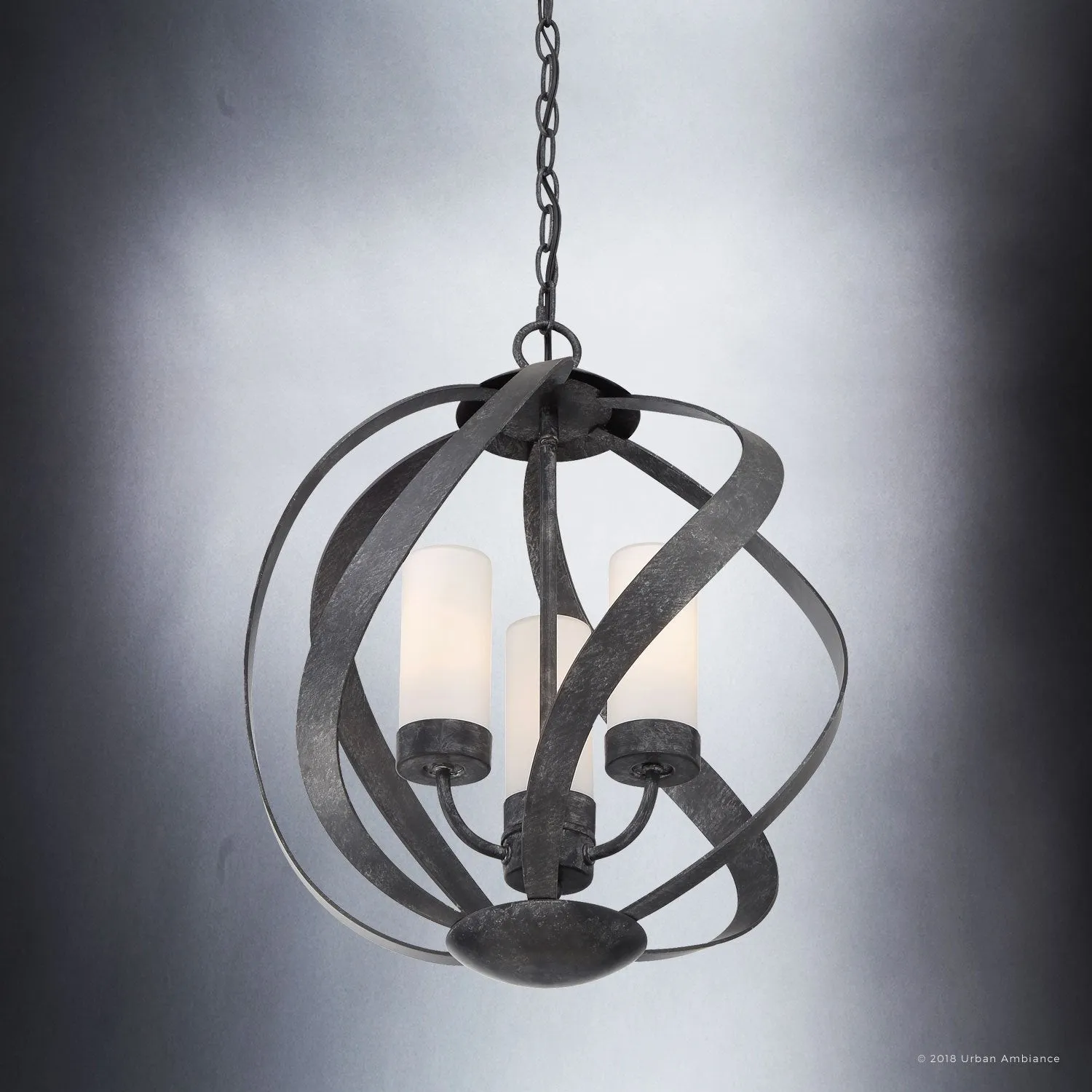 UQL2780 Rustic Chandelier, 19.25"H x 16"W, Weathered Black Finish, Walsall Collection