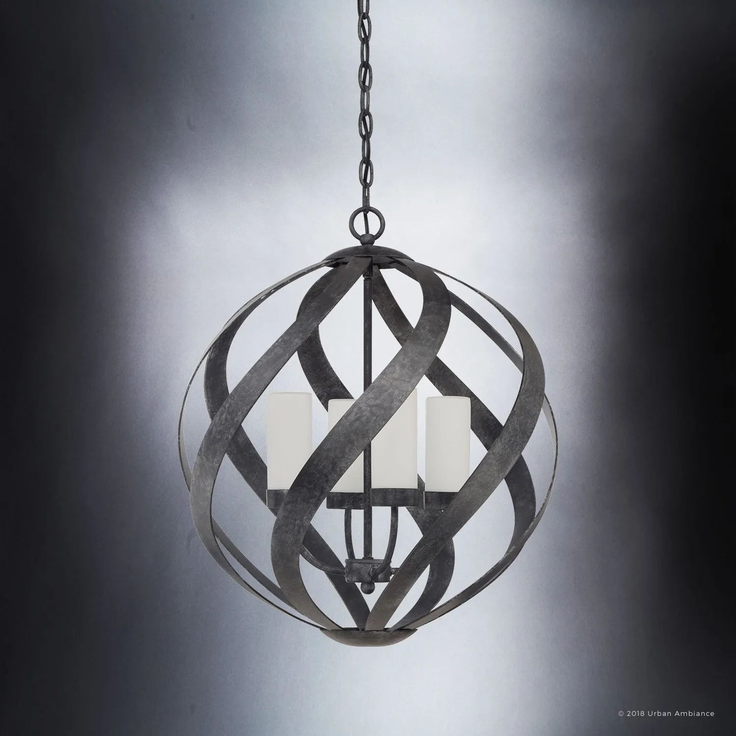 UQL2781 Rustic Chandelier, 23"H x 19.5"W, Weathered Black Finish, Walsall Collection