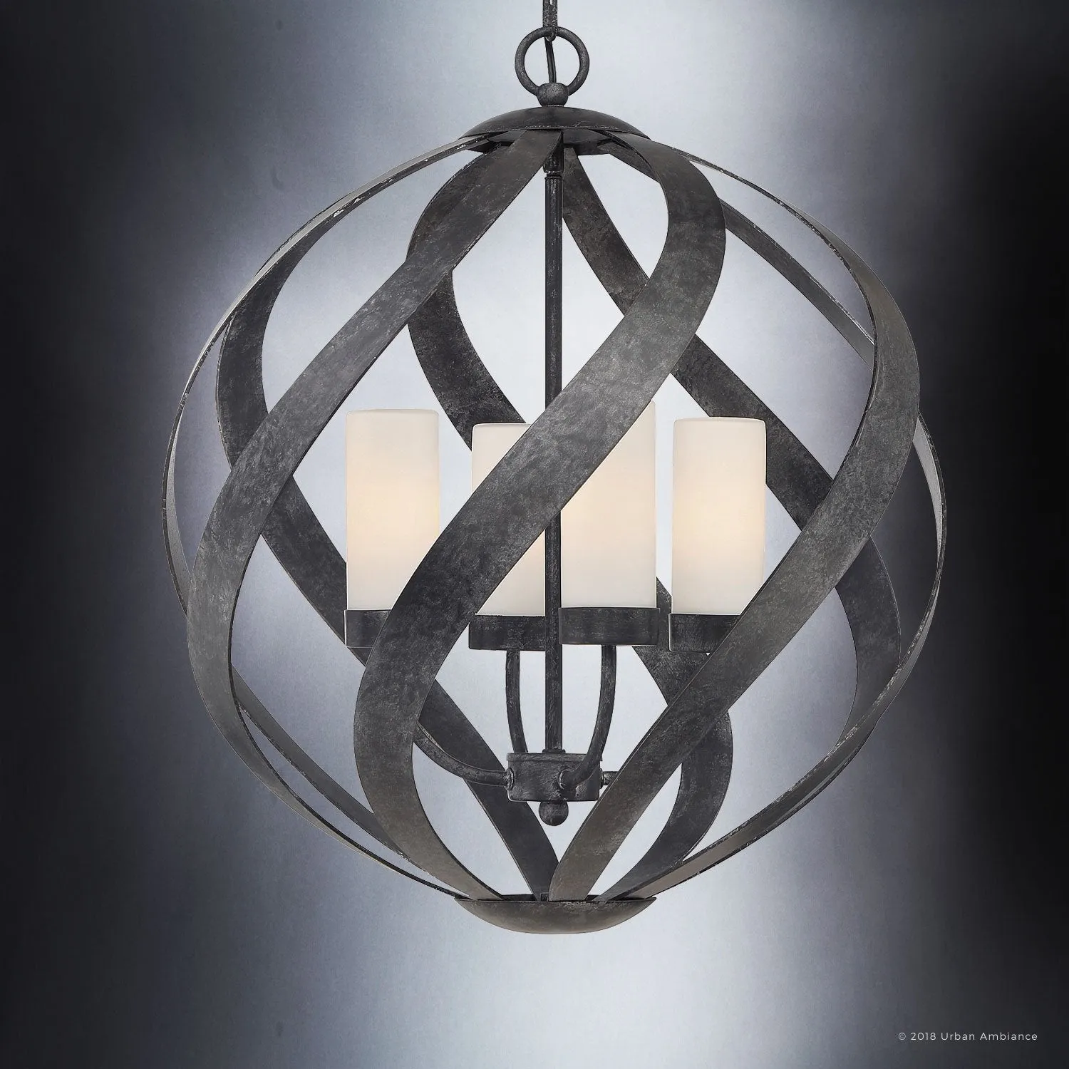 UQL2781 Rustic Chandelier, 23"H x 19.5"W, Weathered Black Finish, Walsall Collection