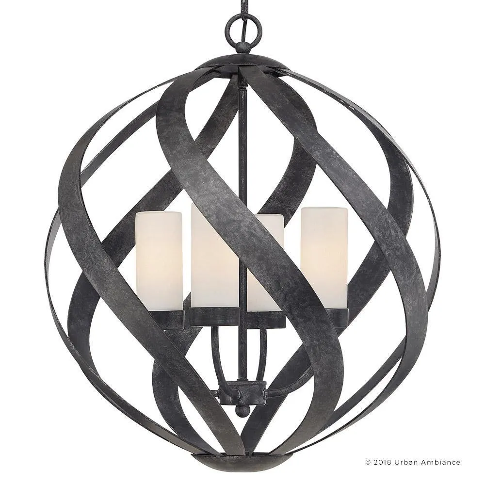 UQL2781 Rustic Chandelier, 23"H x 19.5"W, Weathered Black Finish, Walsall Collection