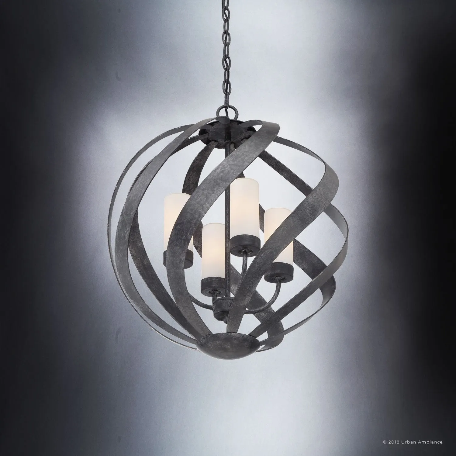 UQL2781 Rustic Chandelier, 23"H x 19.5"W, Weathered Black Finish, Walsall Collection