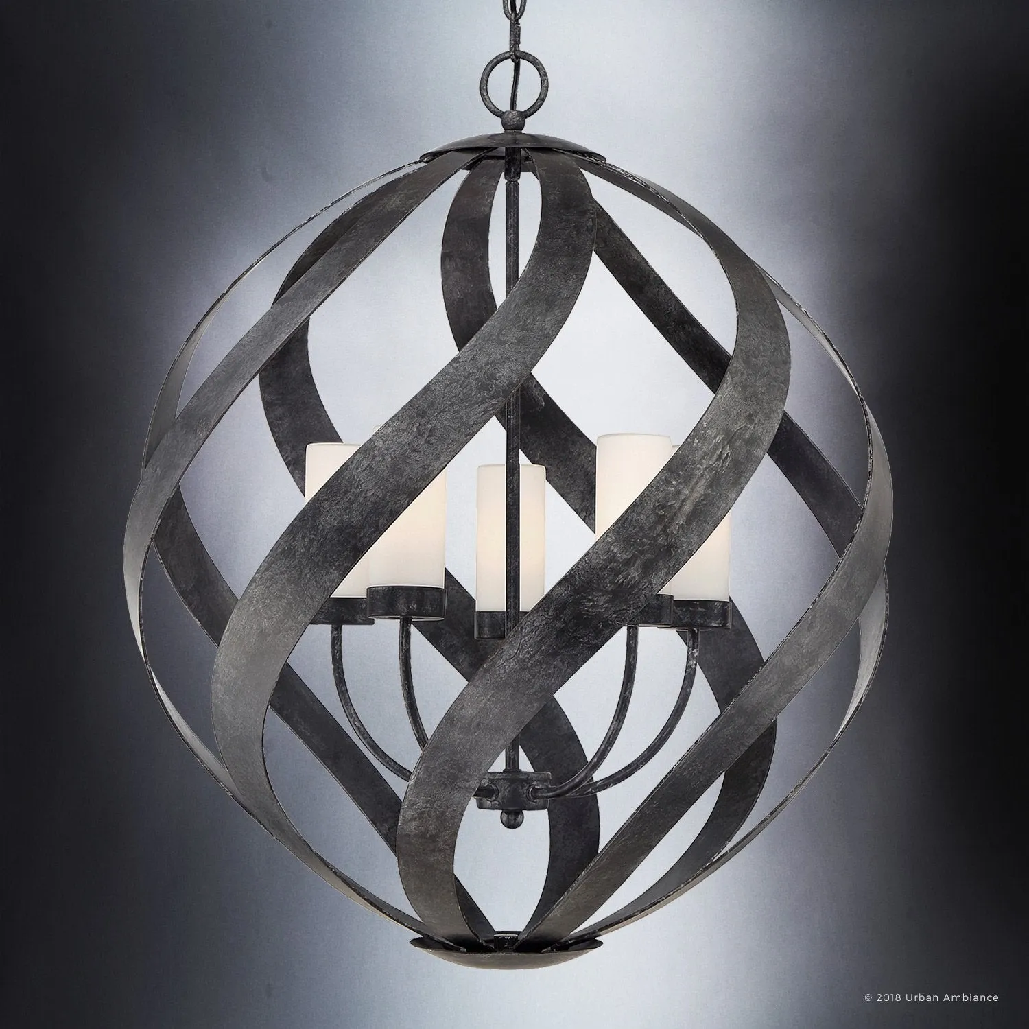 UQL2782 Rustic Chandelier, 29.5"H x 26"W, Weathered Black Finish, Walsall Collection