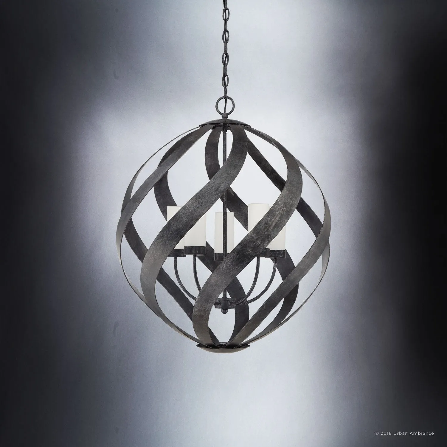 UQL2782 Rustic Chandelier, 29.5"H x 26"W, Weathered Black Finish, Walsall Collection