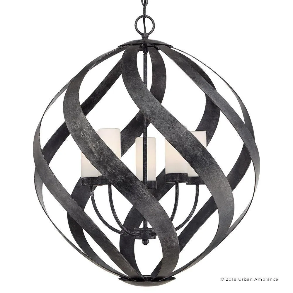 UQL2782 Rustic Chandelier, 29.5"H x 26"W, Weathered Black Finish, Walsall Collection