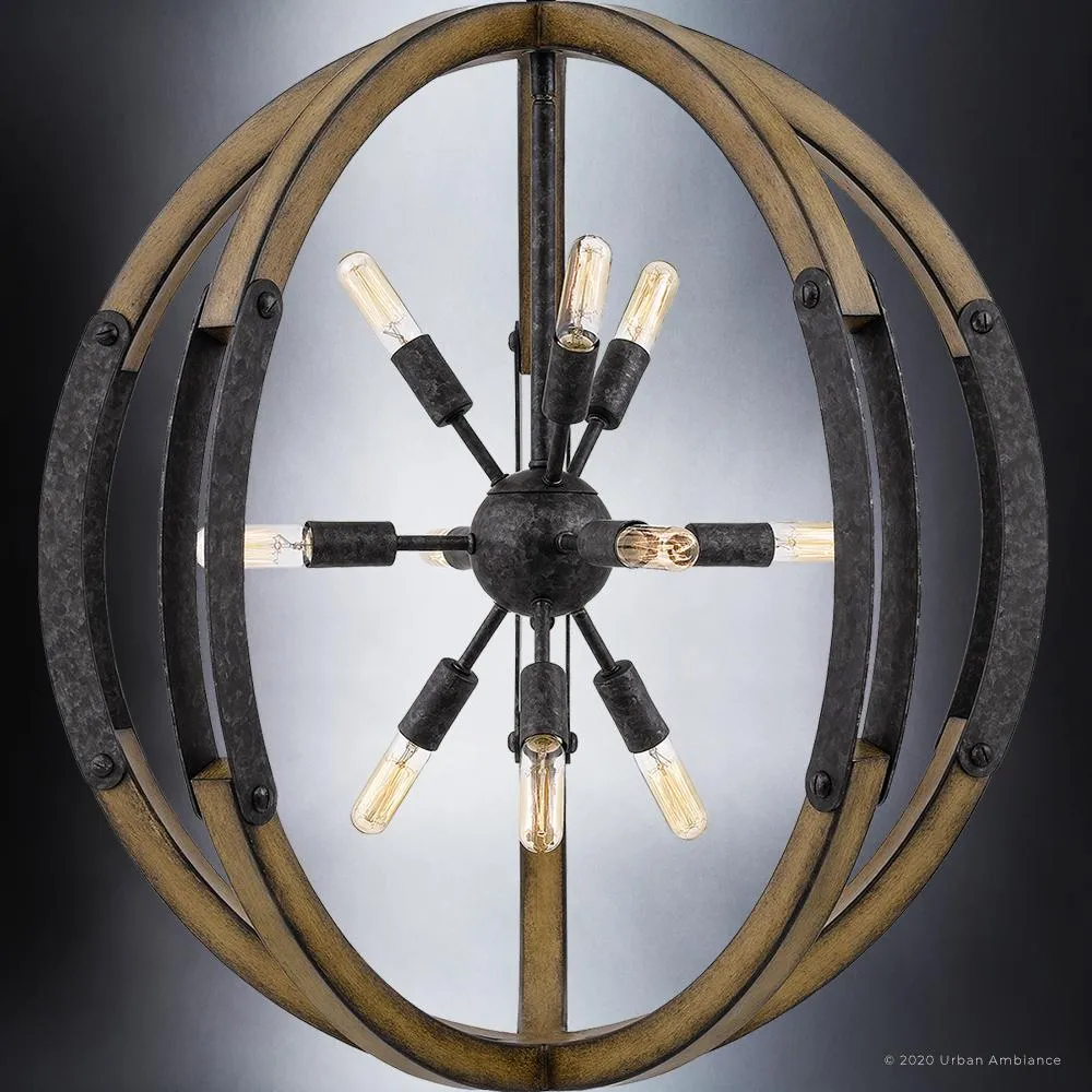 UQL3110 Urban Loft Chandelier, 28.75"H x 26"W, Weathered Black Finish, Abilene Collection