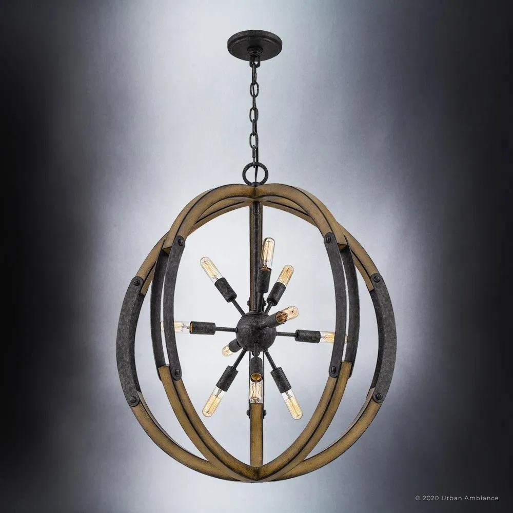 UQL3110 Urban Loft Chandelier, 28.75"H x 26"W, Weathered Black Finish, Abilene Collection