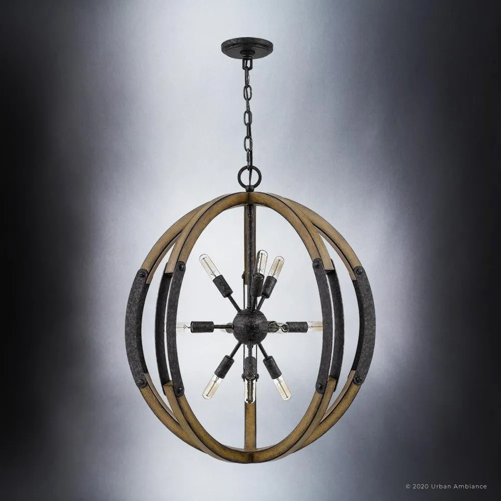UQL3110 Urban Loft Chandelier, 28.75"H x 26"W, Weathered Black Finish, Abilene Collection