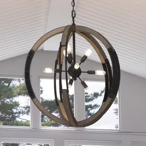 UQL3110 Urban Loft Chandelier, 28.75"H x 26"W, Weathered Black Finish, Abilene Collection