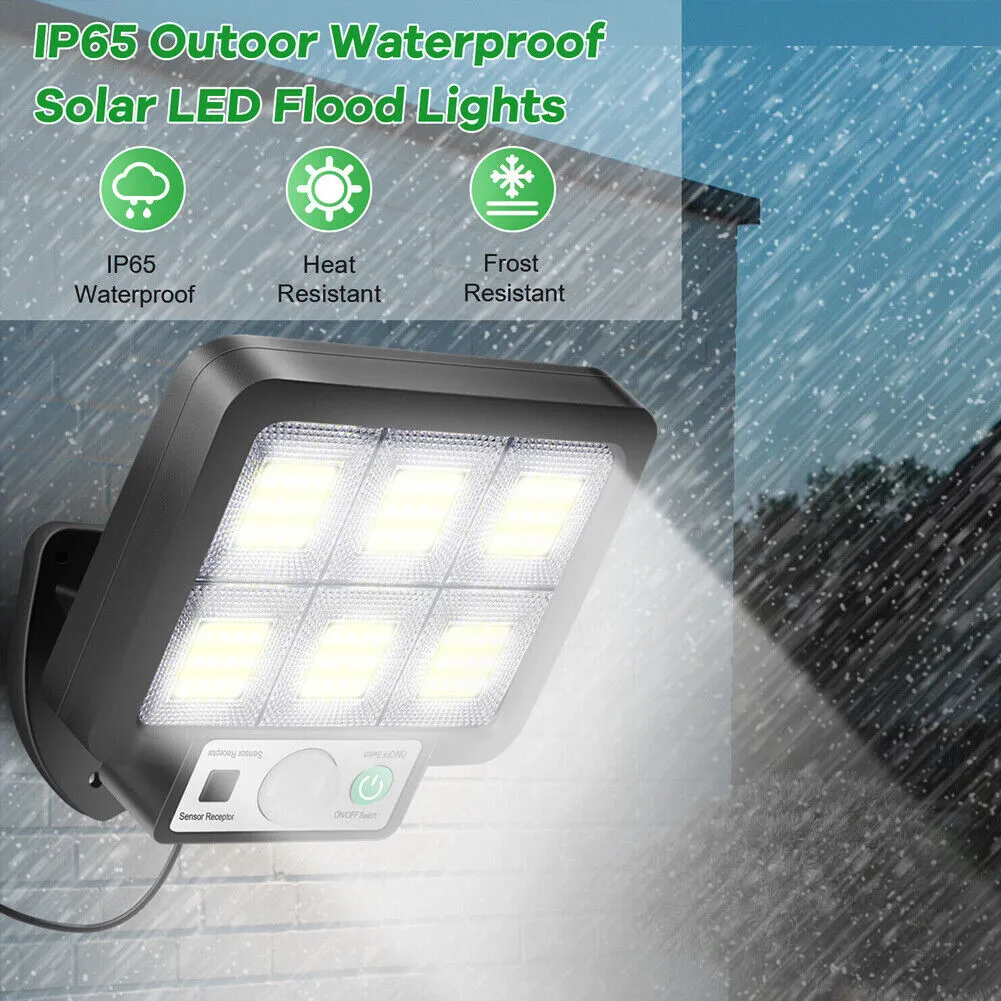 US 1~2Pcs LED Solar Light Garage Backyard Wall Outdoor Motion Sensor with Remote