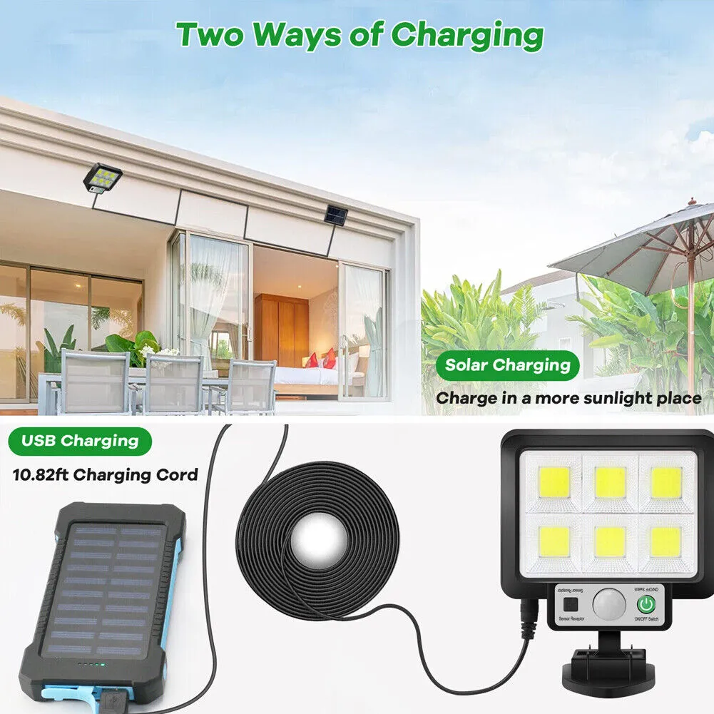 US 1~2Pcs LED Solar Light Garage Backyard Wall Outdoor Motion Sensor with Remote