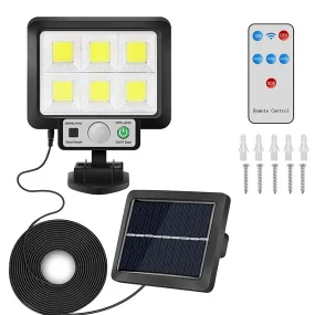US 1~2Pcs LED Solar Light Garage Backyard Wall Outdoor Motion Sensor with Remote