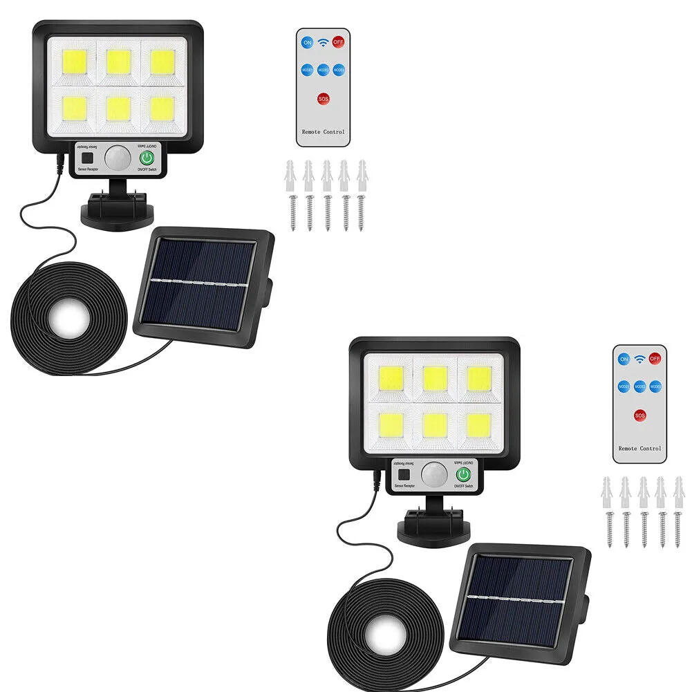 US 1~2Pcs LED Solar Light Garage Backyard Wall Outdoor Motion Sensor with Remote
