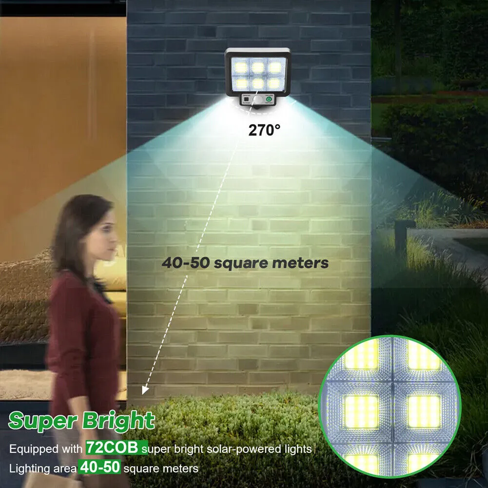 US 1~2Pcs LED Solar Light Garage Backyard Wall Outdoor Motion Sensor with Remote
