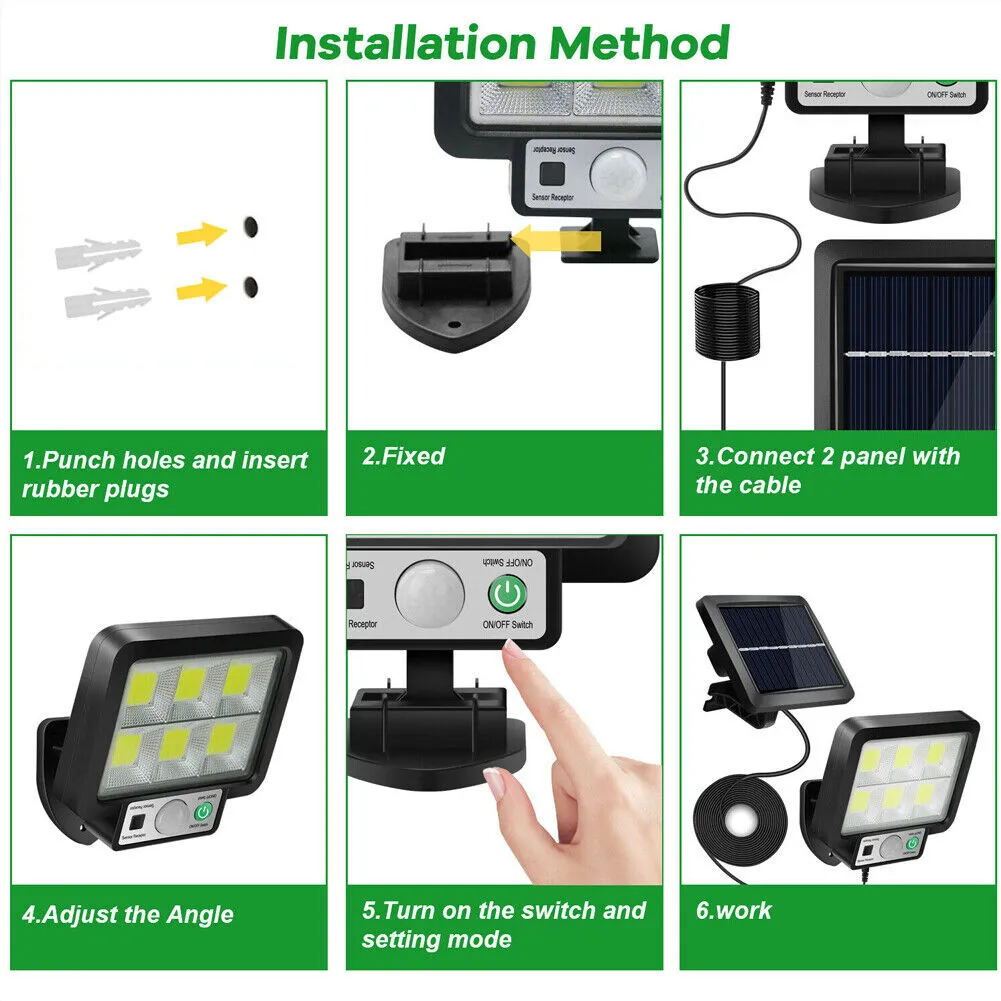 US 1~2Pcs LED Solar Light Garage Backyard Wall Outdoor Motion Sensor with Remote